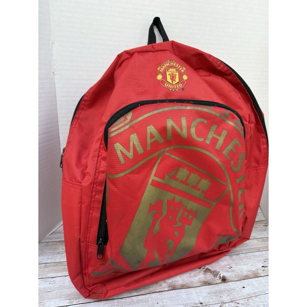 Official Manchester United FC Red Gold Crest Backpack School Travel Bookbag